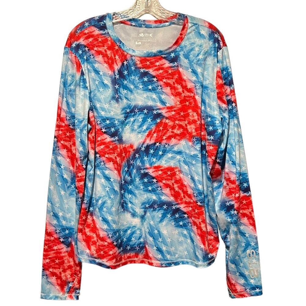 SILVER BAIT Top XL Stars Red White Blue Patriotic Stretchy Fishing Boating
